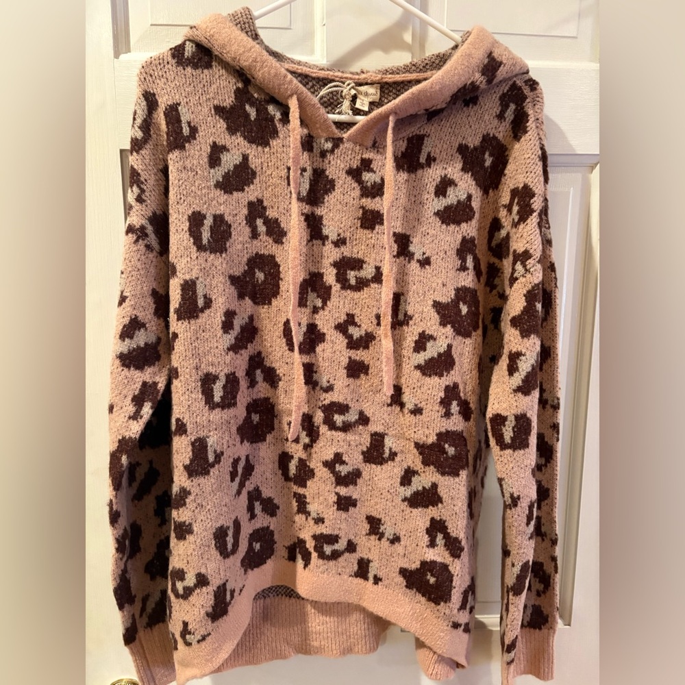 NWT- Pink Cheetah Hoodie by Hem and Thread
